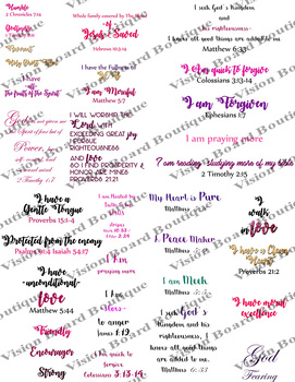 Pink scriptures for walls or vision board cut out words | TpT
