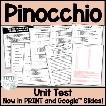 Preview of Pinocchio Unit Test for Distance Learning