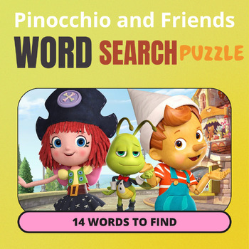 Preview of Pinocchio and Friends Word Search Puzzle - Pinocchio Day Activity
