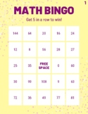 Pintable Math Bingo Facts 0-12