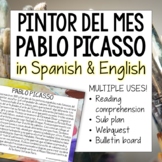 Pintor del mes Pablo Picasso in Spanish and English