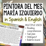 Pintora del mes María Izquierdo in Spanish and English