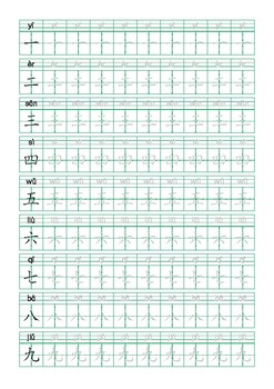 Preview of Pinyin Chinese Character Practice Sheet #1