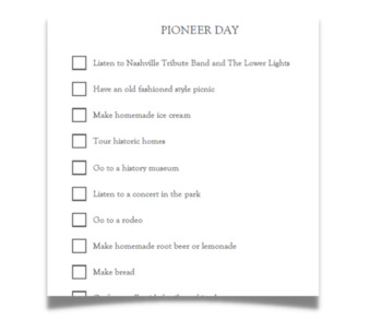 Preview of Pioneer Day Activities