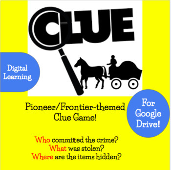 Preview of Pioneer-Themed Clue Game in Google Forms! Fun word problem practice