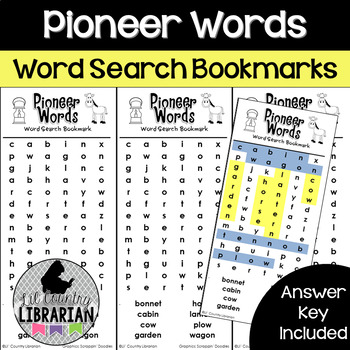 Preview of Pioneer Words Word Search Bookmarks for Classroom or Library Fun
