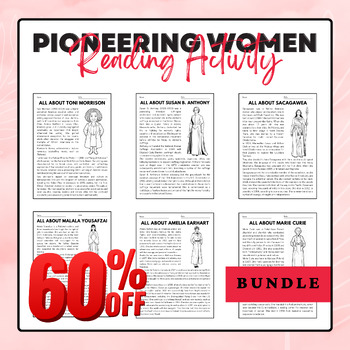 Preview of Pioneering Women Reading Activity Pack Bundle | Women's History Month Activities
