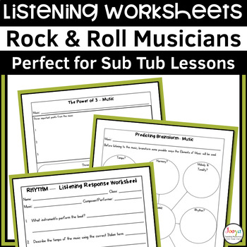 rock and roll music listening worksheets by jooya teaching resources