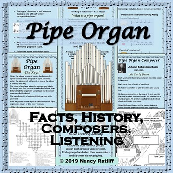 Preview of Pipe Organ - Music Listening Activity Sheet and Crossword, Bach/Vierne Bios