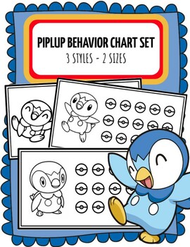 Preview of Piplup Pokemon Behavior Chart - 3 Styles, 2 Sizes - Positive Reinforcement