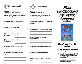 Pippi Longstocking Novel Study Foldable (2 Parts) by Kmwhyte's Kreations