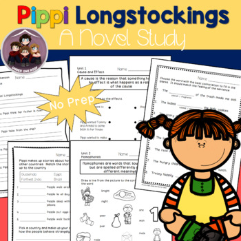Preview of Pippi Longstockings Novel Study Guide