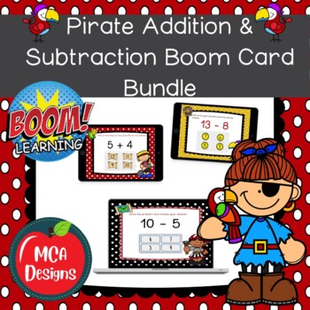 Preview of Pirate Addition and Subtraction Boom Card Bundle