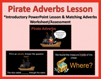 Preview of Pirate Adverbs Lesson: PowerPoint & Worksheet