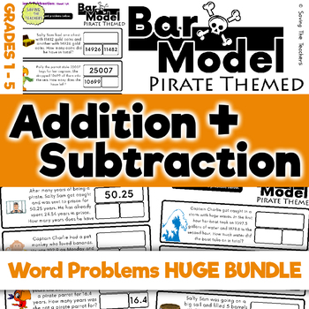 Preview of Pirate Bar Model Bundle - Addition and Subtraction - Word Problems - Grades 1 -5