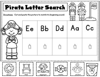 pirate beginning sounds worksheets by bilingual teacher world tpt