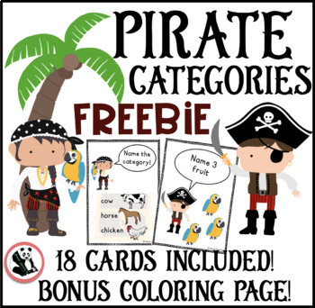 Preview of Pirate Category Cards FREEBIE : Speech Therapy