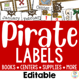 Pirate Classroom Organization- Editable Supply Labels & Dé
