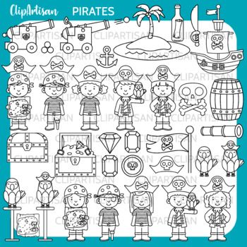 Pirate Clip Art, Pirates, Pirate Ship Treasure Island By ClipArtisan |  TheHungryJPEG