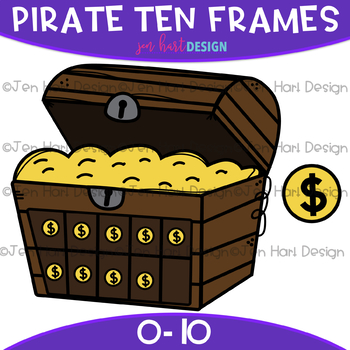 Preview of Pirate Clip Art - Pirate Treasure Chest Ten Frames {jen hart Clip Art}