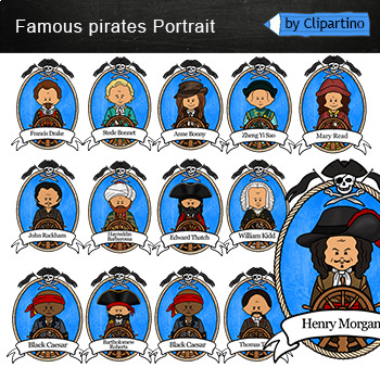 Preview of Pirate Clip Art Portrait Frame Commercial use/ Famous Pirates Clip Art