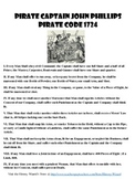 Pirate Code of 1724  Primary Source Worksheet