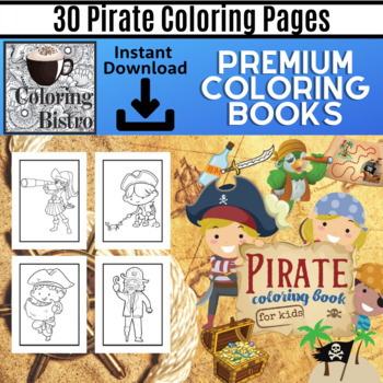 Pirate Coloring Book for Kids - Pirate Coloring Pages – 8x11 30 Designs