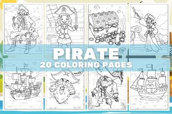 Pirate Coloring Pages for Kids, School Activity, Girls, Boys, Teens