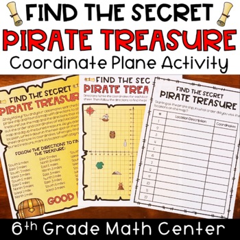 Preview of Pirate Coordinate Plane Activity All Quadrants 6th Grade Math Center 6.NS.6