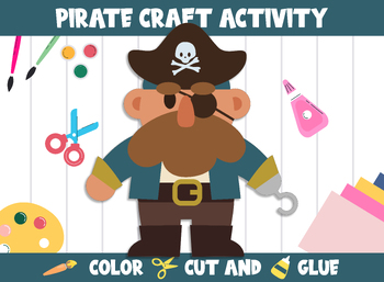Preview of Pirate Craft Activity - Color, Cut, and Glue for PreK to 2nd Grade, PDF File