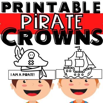 Preview of Pirate Crafts Preschool Easy Coloring Activity Kindergarten Crown Hats