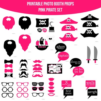 Pirate Photo Booth Props, Printable Pirate Party Photo Booth Props, 0020