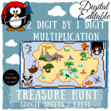 Pirate Day Math Treasure Hunt 2 Digit by 1 Digit Multiplic