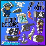 Pirate Doodles clip art (BW and full-color PNG images)