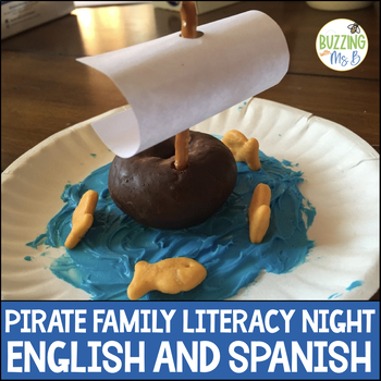 Preview of Pirate Family Literacy Night in English and Spanish - The Editable Bundle!