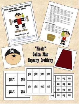 Preview of "Pirate" Gallon Man Capacity (Measurement) Craftivity and SMART Board Activity