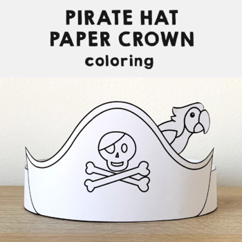 Preview of Pirate Hat Paper Crown Printable Coloring Craft Activity for kids