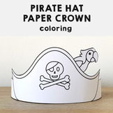 Pirate Hat Paper Crown Printable Coloring Craft Activity for kids