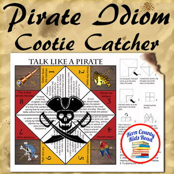 Preview of Pirate Idiom Cootie Catcher Figurative Language Activity - Talk Like a Pirate!