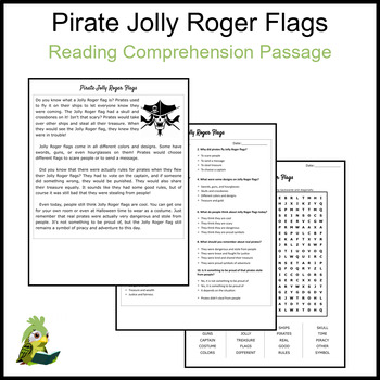 Pirate Jolly Roger Flags Reading Comprehension and Word Search TPT