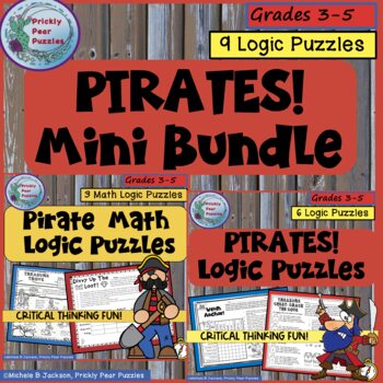 Preview of Pirate Logic Puzzle Bundle - Math and Critical Thinking Activities - Summer Fun