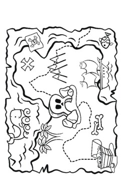 Pirate Map Coloring Page Freebie by Practically Playing | TPT