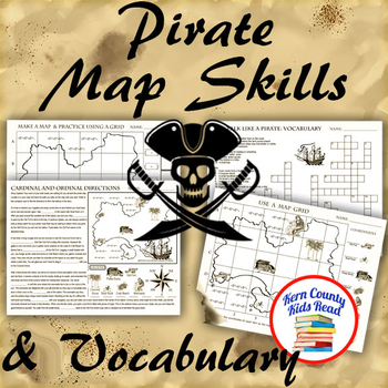 Preview of Pirate Map Skills: Grid Coordinates, Cardinal & Ordinal Directions, Symbols