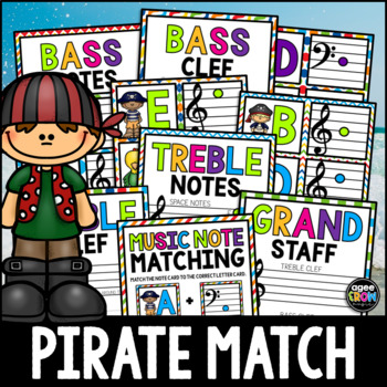 Preview of Pirate Music Notes Matching Flashcard Fun!  Talk Like a Pirate Day, September