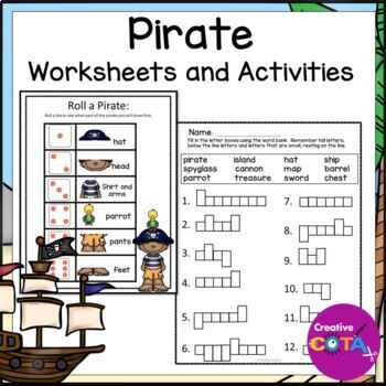 Preview of Occupational Therapy Pirate Literacy Math & Writing Worksheets & Activities