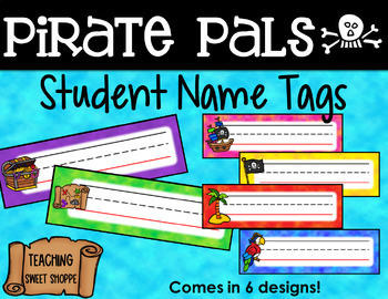 Customize online this Hand-drawn Cute Pirate Name Tag template