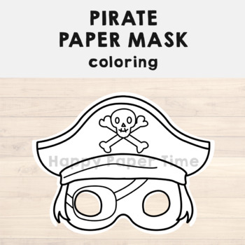 Pirate Paper Mask Printable Coloring Craft Activity Play Costume for Kids