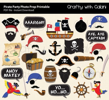 Pirate Party Photo Booth Prop, Children Pirate Photo Booth Prop