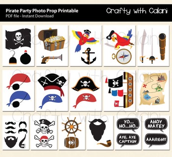 Pirate Party Photo Booth Prop, Children Pirate Photo Booth Prop Printable