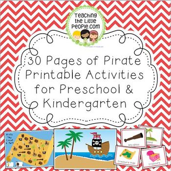 Preview of Pirate Printable Activities for Preschool and Kindergarten